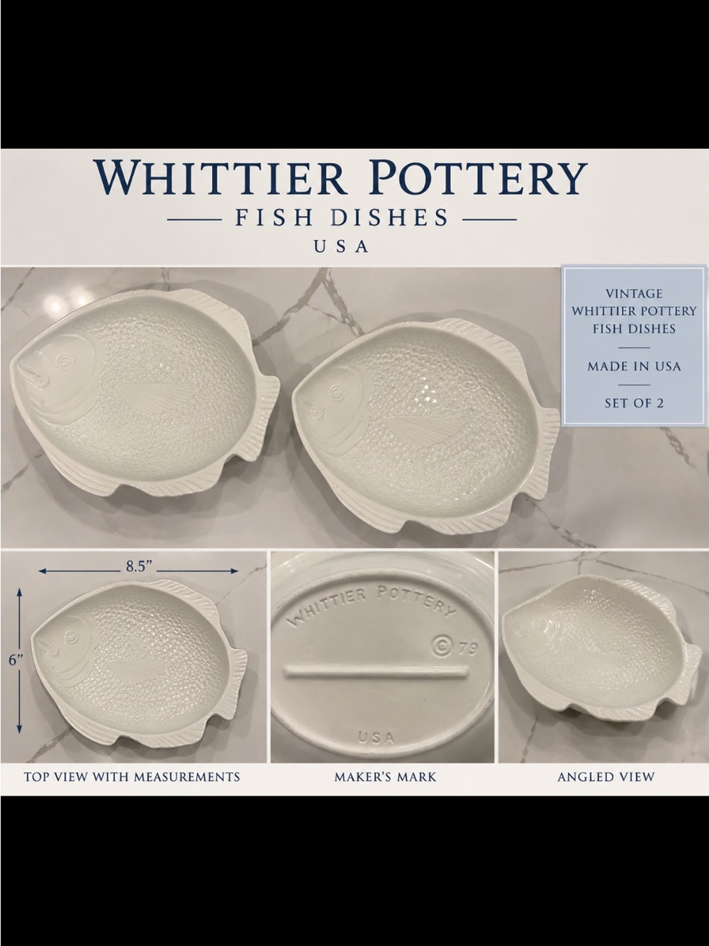 Whittier pottery  Fish Dishes - Set of 2